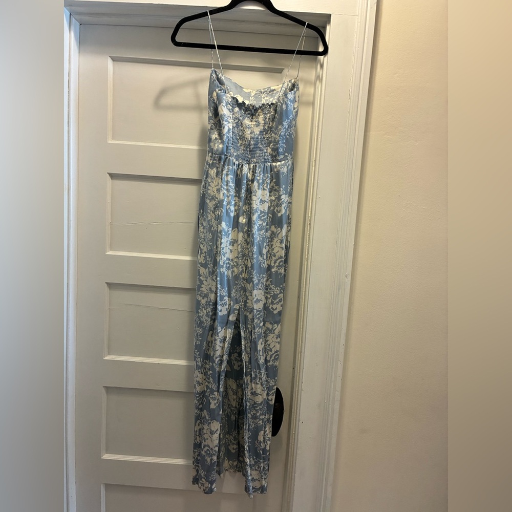 Reformation 100% Silk Frankie Porcelain Light Blue Floral Maxi Dress - Picture 9 of 9